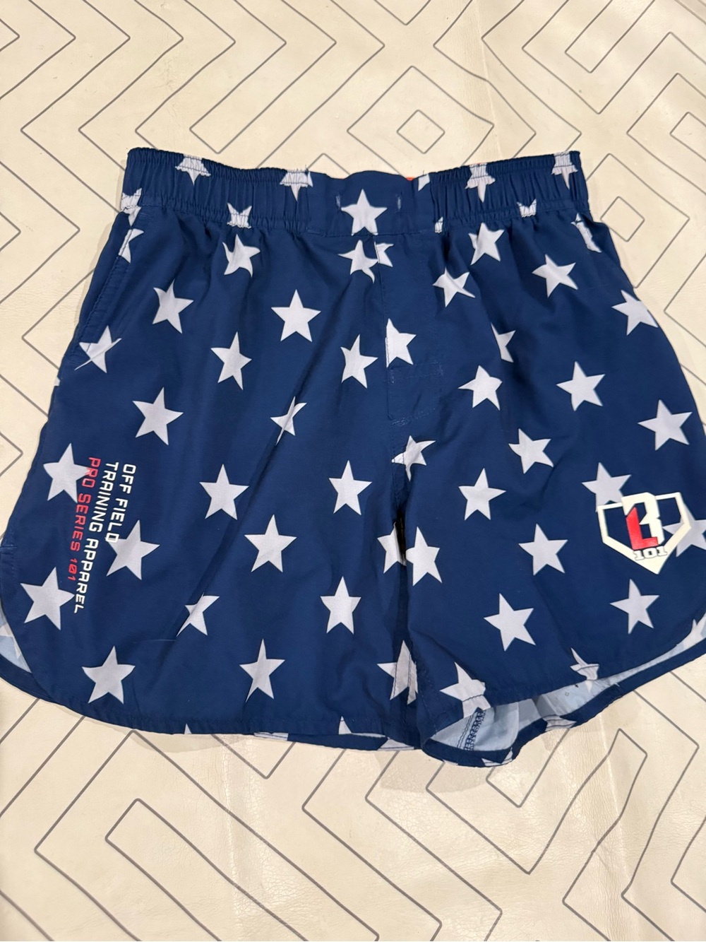 Baseball Lifestyle 101 Navy Star Print Athletic Shorts - Picture 2 of 13